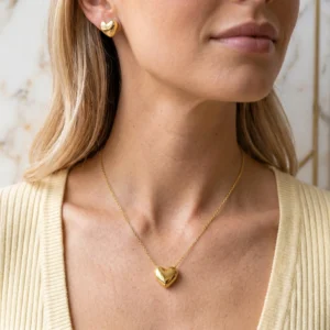 Conjunto Coração Liso Dourado - (RR90)
