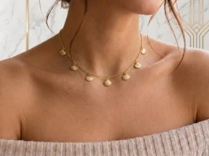 Choker Conchas Lisas Dourado - (RR59)